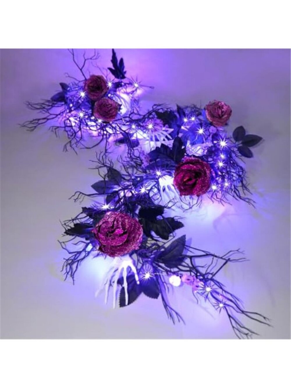 6 FT Pre‑Lit Halloween Dead Branch Garland, Battery Operated Purple LED Vine